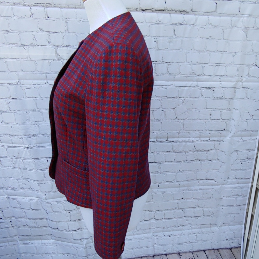 Pendleton Red Houndstooth Wool Blazer - image 2